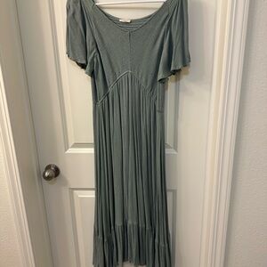 Pinkblush Green Tiered Ruffled Sundress with Flutter Sleeves